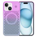 For iPhone 15 Plus Honeycomb Cooling Aromatherapy MagSafe Phone Case(Purple Grey)