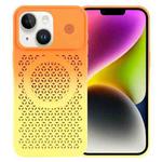 For iPhone 14 Plus Honeycomb Cooling Aromatherapy MagSafe Phone Case(Orange Yellow)