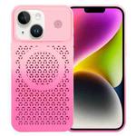 For iPhone 14 Honeycomb Cooling Aromatherapy MagSafe Phone Case(Pink+Rose Red)