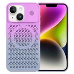 For iPhone 14 Gradient Color Honeycomb Aromatherapy MagSafe Phone Case(Purple Grey)
