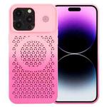 For iPhone 14 Pro Honeycomb Cooling Aromatherapy MagSafe Phone Case(Pink+Rose Red)