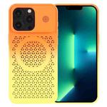 For iPhone 13 Pro Max Gradient Color Honeycomb Aromatherapy MagSafe Phone Case(Orange Yellow)