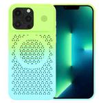 For iPhone 13 Pro Max Honeycomb Cooling Aromatherapy MagSafe Phone Case(Green Blue)