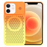 For iPhone 12 Gradient Color Honeycomb Aromatherapy MagSafe Phone Case(Orange Yellow)