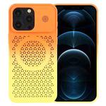 For iPhone 12 Pro Max Honeycomb Cooling Aromatherapy MagSafe Phone Case(Orange Yellow)