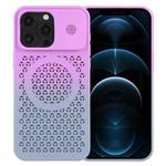 For iPhone 12 Pro Max Gradient Color Honeycomb Aromatherapy MagSafe Phone Case(Purple Grey)