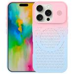 For iPhone 16 Pro Gradient Color Honeycomb Aromatherapy MagSafe Phone Case(Pink Blue)