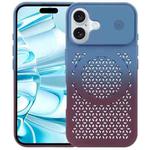 For iPhone 16 Plus Gradient Color Honeycomb Aromatherapy MagSafe Phone Case(Blue Red)