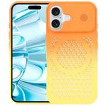 For iPhone 16 Gradient Color Honeycomb Aromatherapy MagSafe Phone Case(Orange Yellow)
