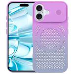 For iPhone 16 Gradient Color Honeycomb Aromatherapy MagSafe Phone Case(Purple Grey)