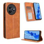 For itel S24 4G S667LN Magnetic Buckle Retro Texture Leather Phone Case(Brown)