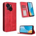 For itel A50C Magnetic Buckle Retro Texture Leather Phone Case(Red)