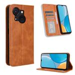 For itel A50C Magnetic Buckle Retro Texture Leather Phone Case(Brown)