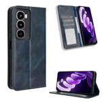 For itel City 100 4G Magnetic Buckle Retro Texture Leather Phone Case(Blue)