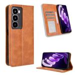 For itel City 100 4G Magnetic Buckle Retro Texture Leather Phone Case(Brown)