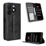 For itel Zeno 10 Magnetic Buckle Retro Texture Leather Phone Case(Black)