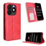For itel Zeno 10 Magnetic Buckle Retro Texture Leather Phone Case(Red)