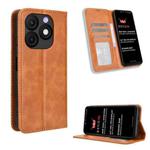 For itel Zeno 10 Magnetic Buckle Retro Texture Leather Phone Case(Brown)