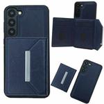For Samsung Galaxy S21 5G Solid Color Metal Buckle Card Slots Bag Phone Case(Blue)