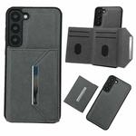 For Samsung Galaxy S21 5G Solid Color Metal Buckle Card Slots Bag Phone Case(Grey)