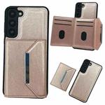 For Samsung Galaxy S22 5G Solid Color Metal Buckle Card Slots Bag Phone Case(Rose Gold)