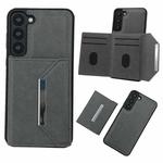 For Samsung Galaxy S23 5G Solid Color Metal Buckle Card Slots Bag Phone Case(Grey)