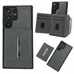 For Samsung Galaxy S22 Ultra 5G Solid Color Metal Buckle Card Slots Bag Phone Case(Grey)