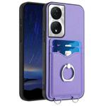 For Honor X7b / Play 8T 5G R20 Ring Card Holder Phone Case(Purple)