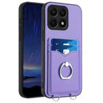 For Honor X8a R20 Ring Card Holder Phone Case(Purple)