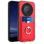 For Honor X9a / Magic5 Lite R20 Ring Card Holder Phone Case(Red)