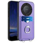 For Honor X9a / Magic5 Lite R20 Ring Card Holder Phone Case(Purple)