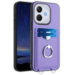 For Honor 400 Lite / X70i R20 Ring Card Holder Phone Case(Purple)