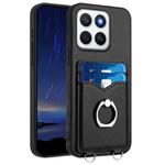 For Honor X8c 4G R20 Ring Card Holder Phone Case(Black)