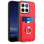 For Honor X8c 4G R20 Ring Card Holder Phone Case(Red)