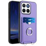 For Honor X8c 4G R20 Ring Card Holder Phone Case(Purple)