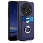 For OPPO A3 Pro 5G R20 Ring Card Holder Phone Case(Blue)