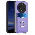 For OPPO A3 Pro 5G R20 Ring Card Holder Phone Case(Purple)