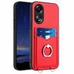 For OPPO A1 Active / A2x R20 Ring Card Holder Phone Case(Red)