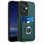 For OPPO A79 5G Global R20 Ring Card Holder Phone Case(Green)