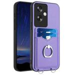 For OPPO A79 5G Global R20 Ring Card Holder Phone Case(Purple)