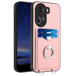 For OPPO Reno11 Global R20 Ring Card Holder Phone Case(Pink)