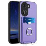 For OPPO Reno11 Global R20 Ring Card Holder Phone Case(Purple)