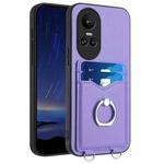 For OPPO Reno10 R20 Ring Card Holder Phone Case(Purple)