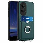 For OPPO Reno10 Pro 5G Global R20 Ring Card Holder Phone Case(Green)