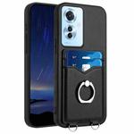 For OPPO Reno11 F Thai Version R20 Ring Card Holder Phone Case(Black)