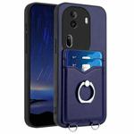 For OPPO Reno11 Pro Global R20 Ring Card Holder Phone Case(Blue)