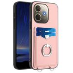 For OPPO A5 Energy / A5 Pro 5G Global R20 Ring Card Holder Phone Case(Pink)