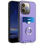 For OPPO A5 Energy / A5 Pro 5G Global R20 Ring Card Holder Phone Case(Purple)