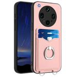 For OPPO Find X8 Ultra R20 Ring Card Holder Phone Case(Pink)