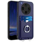 For OPPO Find X8 Ultra R20 Ring Card Holder Phone Case(Blue)